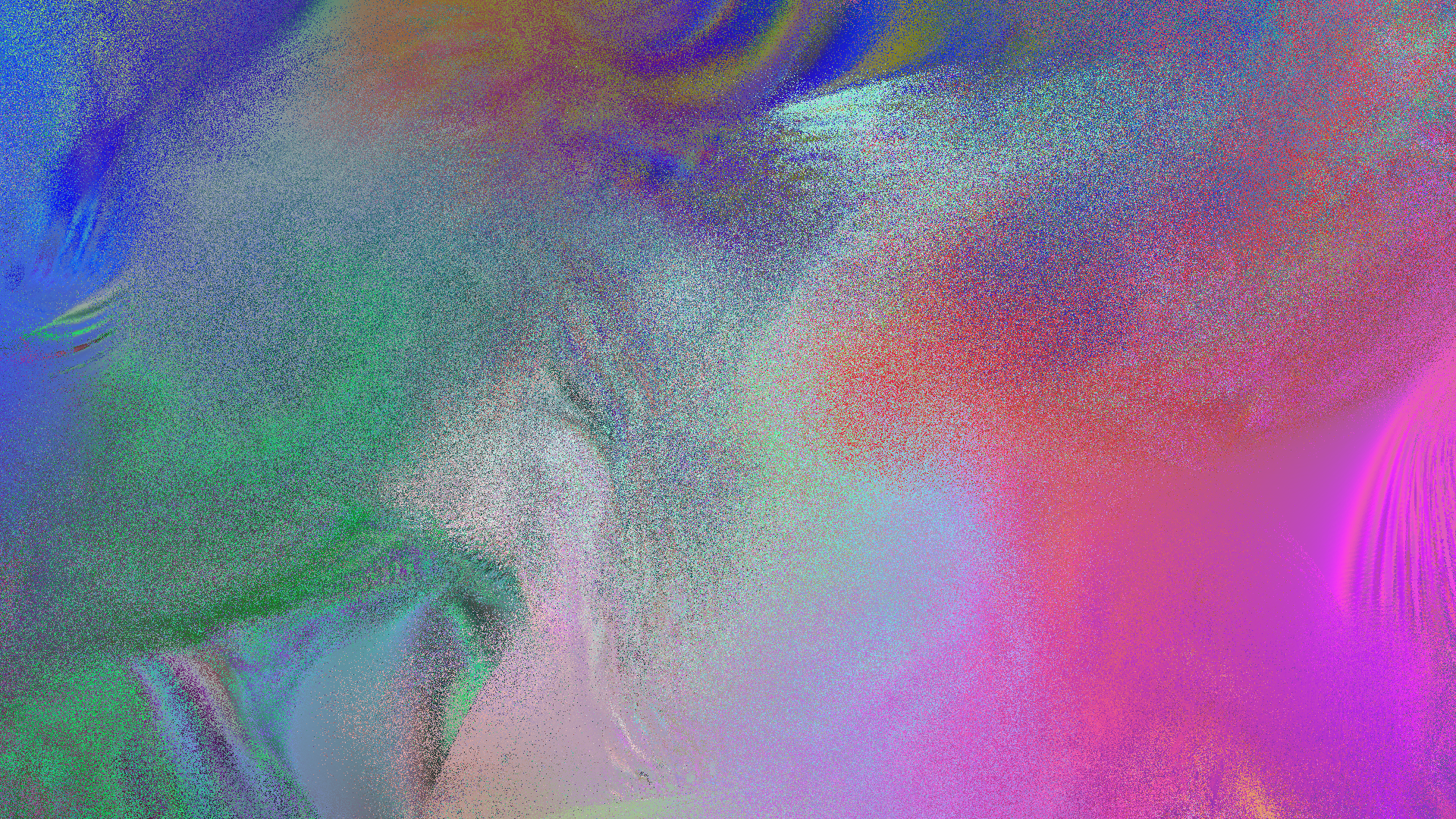 an abstract piece with a field of colors, some parts are very noise and others are silky smooth. this one has a smooth magenta portion on the bottom right, with some more coarse nice satin green and blue tones on the left an abstract piece with a field of colors, some parts are very noise and others are silky smooth. this one has a smooth magenta portion on the bottom right, with some more coarse nice satin green and blue tones on the left